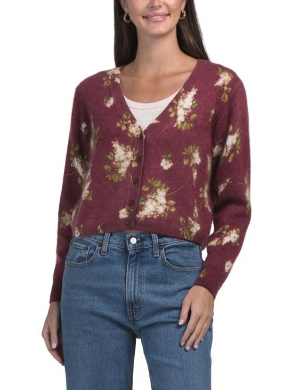 EQUIPMENT Cashmere Brushed Printed V-neck Cardigan